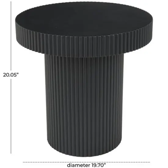 Black Dimensional Ribbed Accent Table {8}