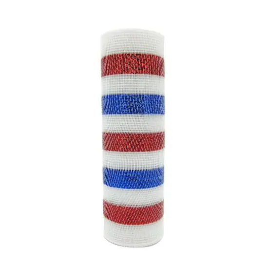 10" x 19ft. Red, White & Blue Striped Mesh by Celebrate It&trade; {1}