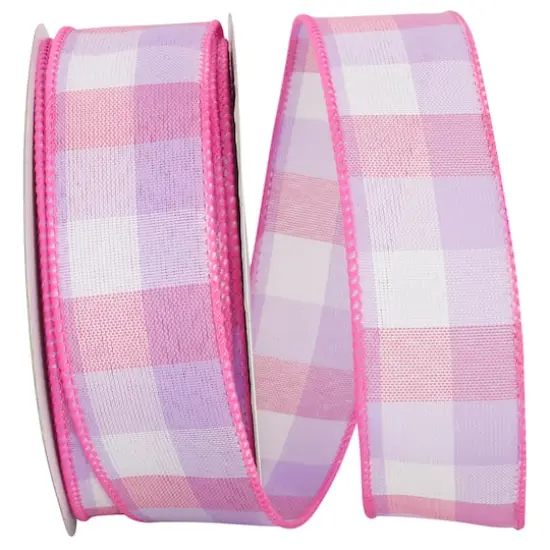 Reliant 1.5" x 20yd. Pastel Check Plaid Wired Ribbon {1}