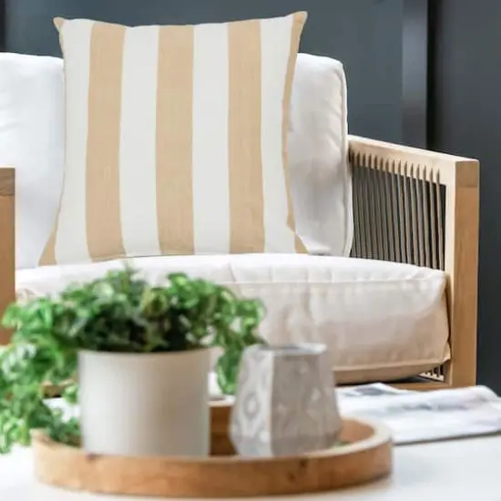 Hello Honey&reg; 20'' Square Beige Striped Cotton Pillow Cover {4}