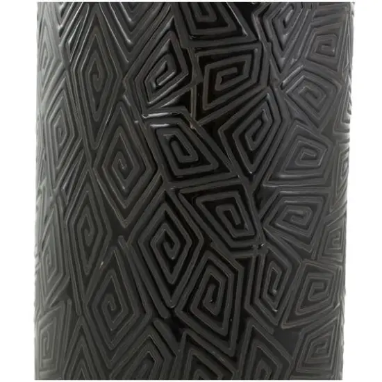 19" Black Geometric Etched Ceramic Vase {7}