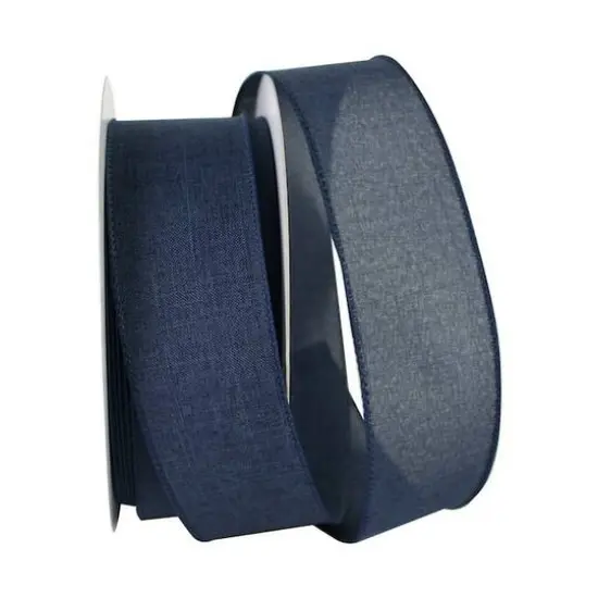 JAM Paper 2.5" x 50yd. Linen Wired Ribbon Denim {1}