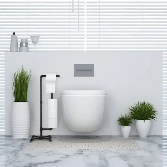 Black Freestanding Toilet Paper Cast Iron Pipe Stand {5}