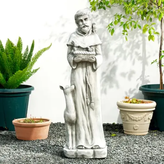 Glitzhome&reg; 36" St. Francis Bird Feeder Garden Statue {4}