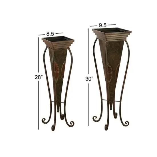 Brown Metal Rustic Planter with Curved Legs Set {6}