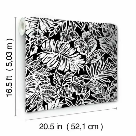 RoomMates Batik Tropical Leaf Peel & Stick Wallpaper Black {8}