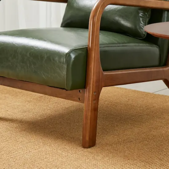 Glitzhome&reg; Mid-Century Faux Leather Accent Chair Green {7}