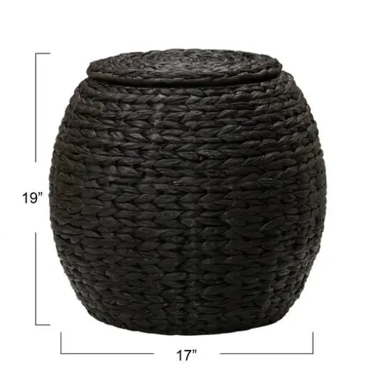 Household Essentials 19" Woven Hyacinth Storage End Table Brown {5}
