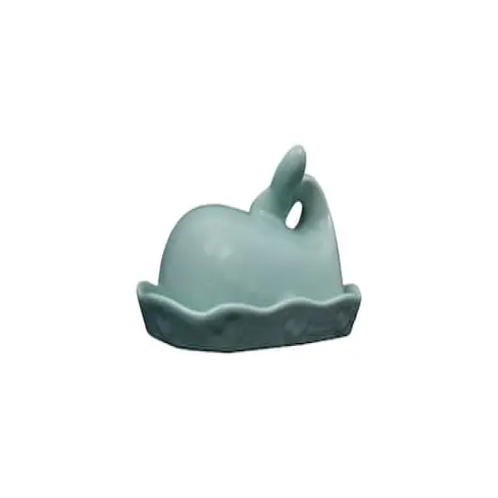 Hello Honey&reg; Aqua Blue Whale Shaped Butter Dish {1}