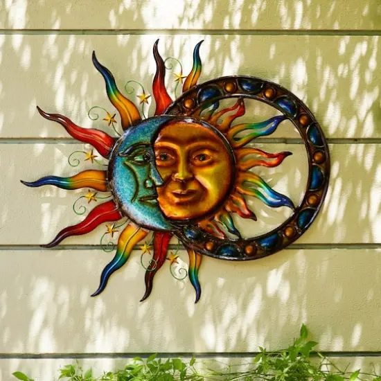 Glitzhome&reg; 33.5" Metal Sun & Moon Wall D&eacute;cor {5}