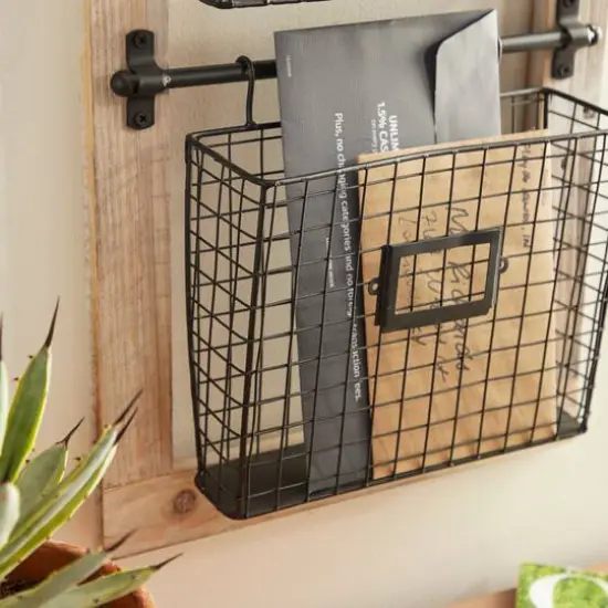 Black Metal Farmhouse Magazine Rack Holder {6}