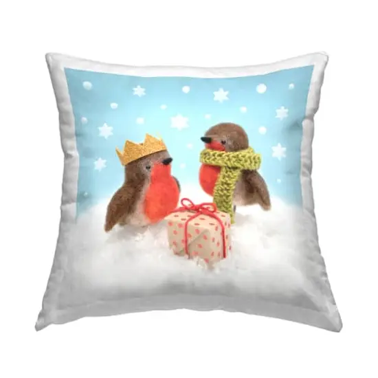 Stupell Industries Holiday Birds with Presents Throw Pillow {1}