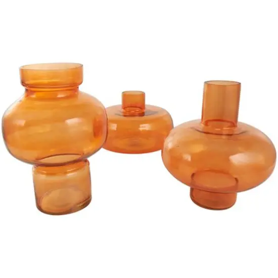 Orange Glass Rounded Vase Set {10}