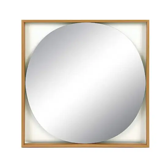 20" Gold Square Metal Floating Wall Mirror {1}