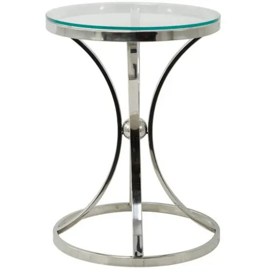 Silver Stainless Steel Contemporary Accent Table, 18" x 18" x 25" {6}
