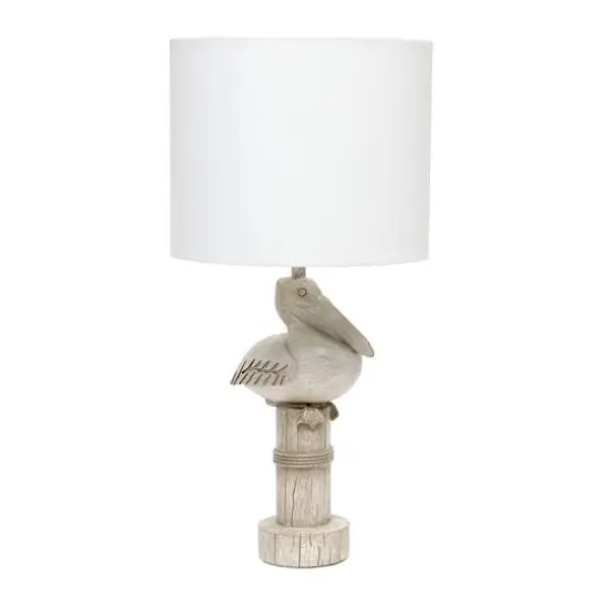 Simple Designs™ 17" Beige Wash Sitting Pelican Table Lamp with White Shade {12}