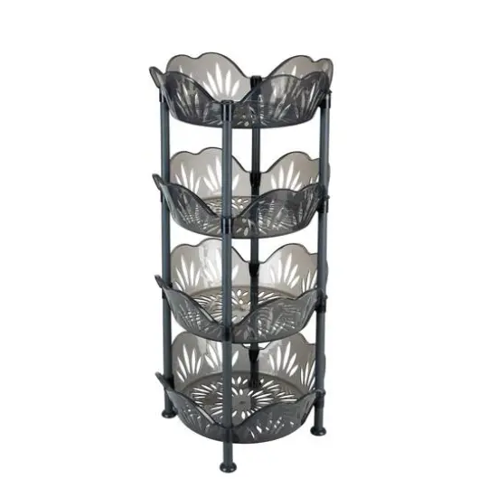 Kitchen Details Smoke Gray 4-Tier Large Basket Shelf {9}