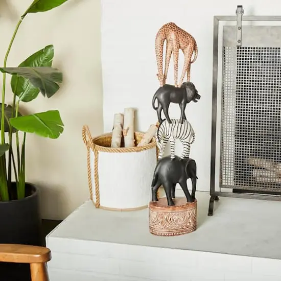 Multi Polystone Traditional Animals Sculpture 33" x 8" x 5" {9}