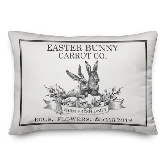 Easter Bunny Carrot Farm Pillow 14" x 20" Throw Pillow {1}