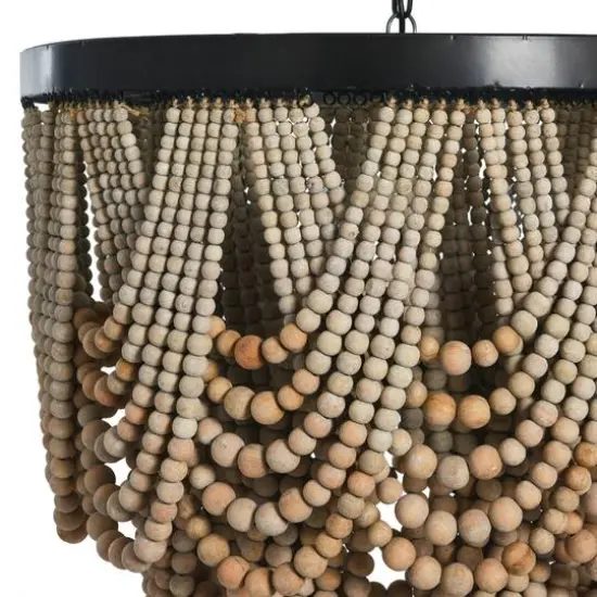 Hello Honey&reg; 27.5" 2-Tier Draped Wood Bead Chandelier Brown {8}