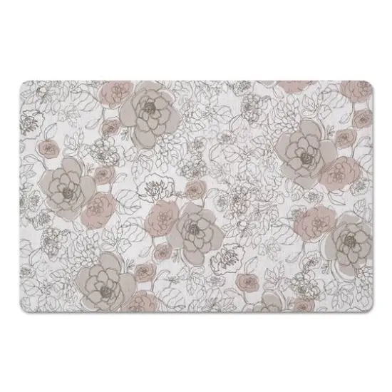 Multicolored Floral Floor Mat White {1}