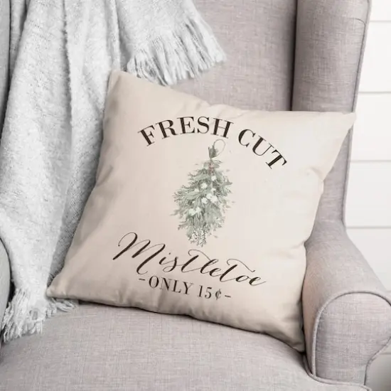 Fresh Cut Mistletoe 18x18 Throw Pillow {3}
