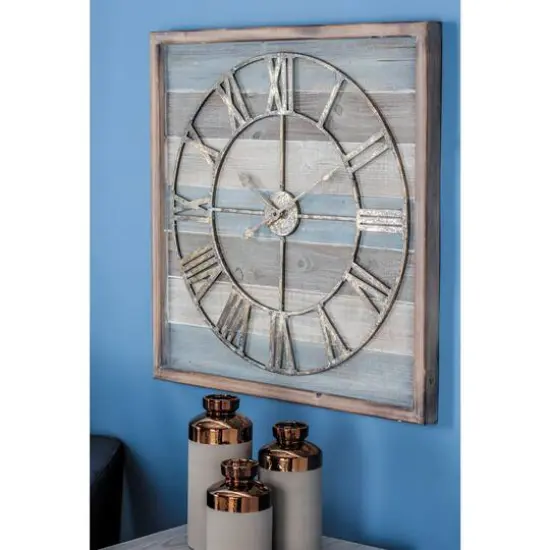 Brown Contemporary Wood Wall Clock, 30" x 30" {9}