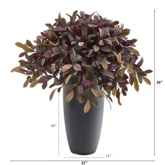 2.9ft. Fall Laurel with Berries Plant in Gray Planter {3}