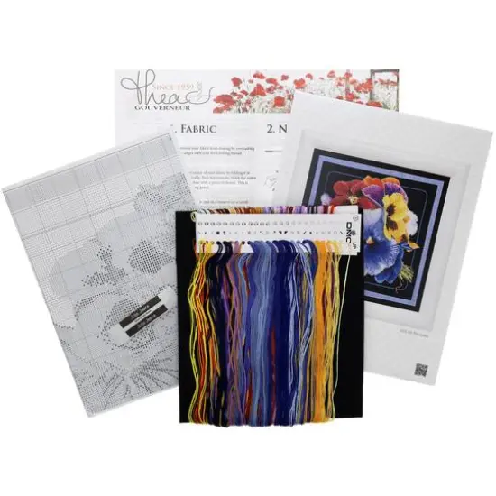 Thea Gouverneur Pansies Cross Stitch Kit {3}