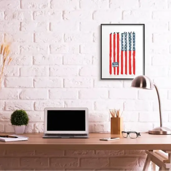 Stupell Industries American Flag Birds on Wall Political Statement Framed Giclee Art Black {3}