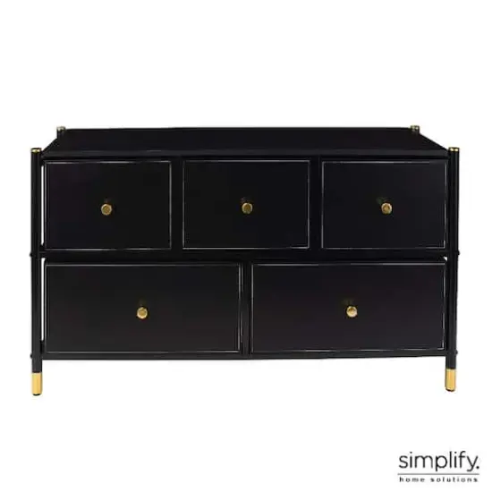 Simplify 5 Drawer Luxury Dresser Black {8}
