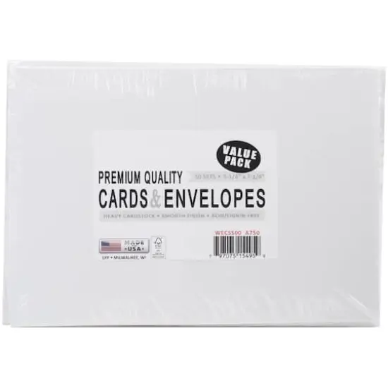 Leader Paper Products White A7 Greeting Cards With Envelopes, 50ct. {1}