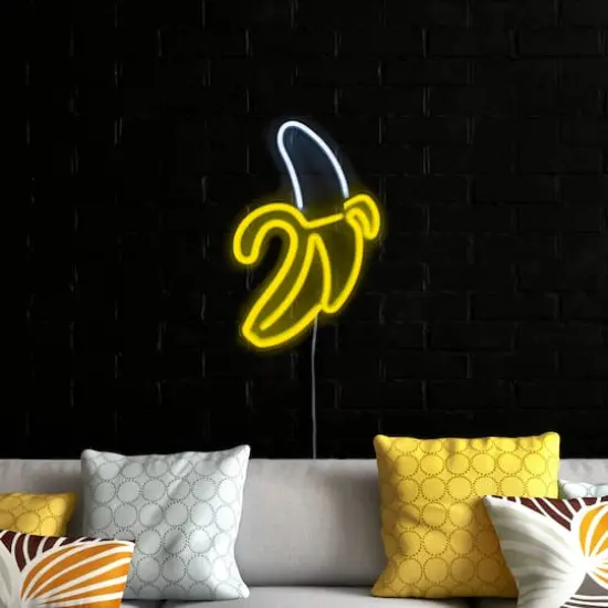 18" Yellow LED Neon Style Banana Wall D&eacute;cor {3}