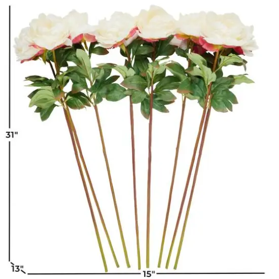 31" White Peony Artificial Flower Stem with Pink Accents, 8ct. {8}