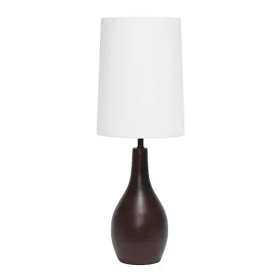 Simple Designs 19.5" Tear Drop Table Lamp with Fabric Drum Shade Restoration Bronze {1}