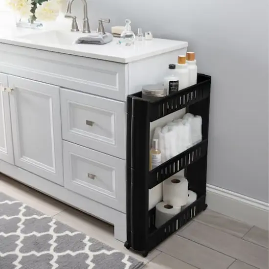 Simplify 3-Tier Slim Slide-Out Storage Cart Black {4}
