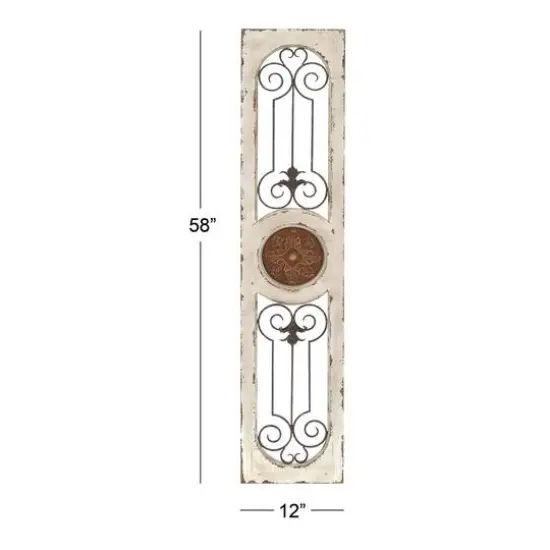 58" White Farmhouse Ornamental Metal & Wood Wall D&eacute;cor {13}