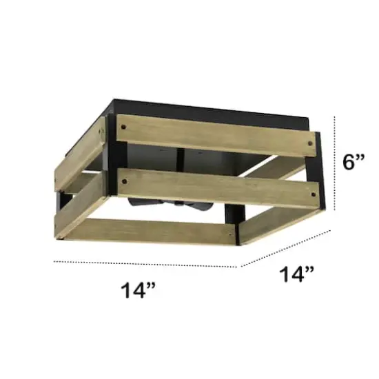 Lalia Home 14" Barnlit 4-Light Decorative Squared Metal Flush Mount {4}