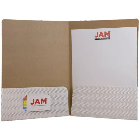 JAM Paper Corrugated Textured 2-Pocket Folders, 6ct. White {5}