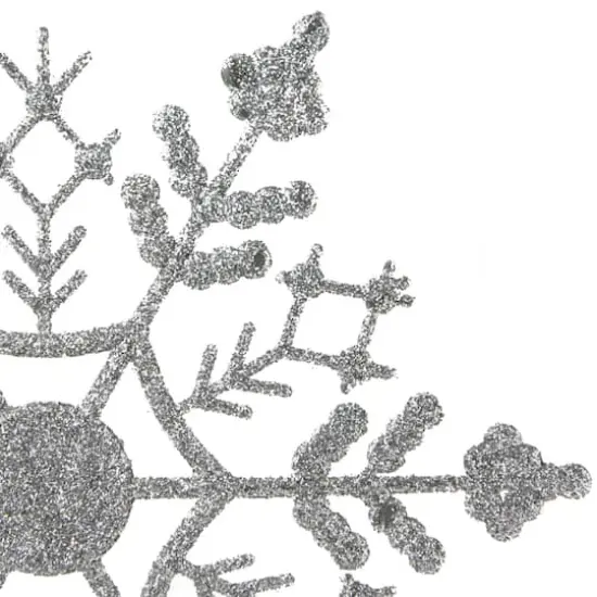 24ct. 4" Silver Splendor Glitter Snowflake Christmas Ornaments {4}