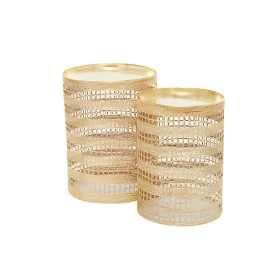 Set of 2" Gold Metal Transitional Accent Table, 18" x 14" x 14" {5}