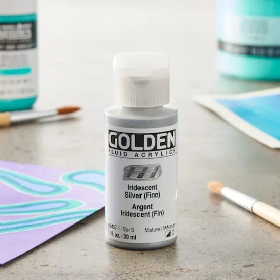 Golden® Iridescent Fluid Acrylics, 1oz. Iridescent Silver (Fine) {3}