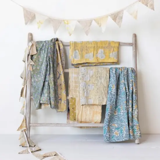 Hello Honey&reg; 6ft. Multicolor Kantha Sari Fabric Pennant Garland {3}