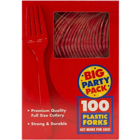 JAM Paper Premium Plastic Forks, 100ct. Red {3}