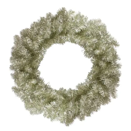 24" Champagne Metallic Double Tinsel Christmas Wreath {1}