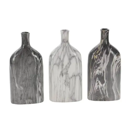 13" Gray Stoneware Contemporary Vase Set {1}