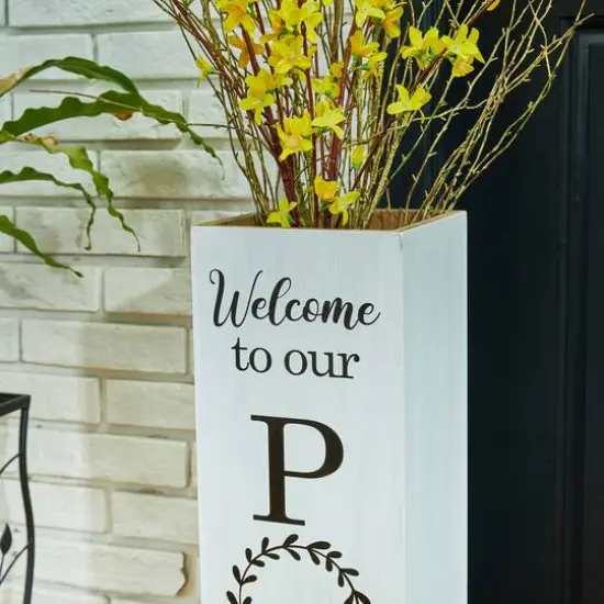 Glitzhome&reg; 30" Double Sided Solid White Boxed Welcome Porch Sign {6}