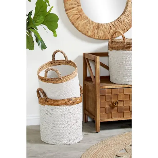 White Seagrass Coastal Storage Basket Set {8}