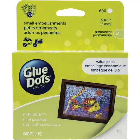 Glue Dots .1875" Mini Dot Sheets Value Pack-600 Clear Dots {3}