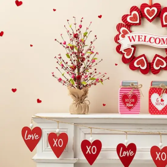 Glitzhome&reg; 20" Valentine's Berry Heart Table Tree {4}